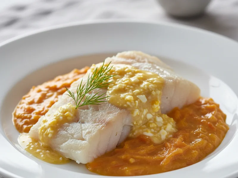 Røkt torsk med gulrotstuing og eggesmør